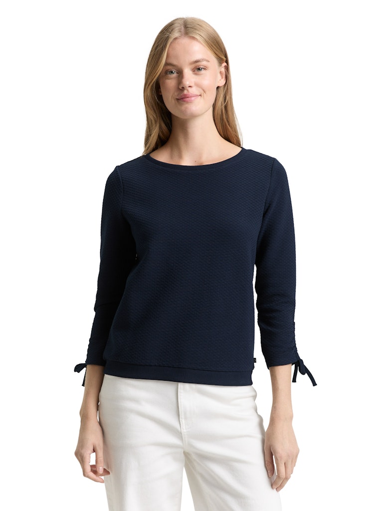 Slim Fit Sweatshirt mit Raffärmeln