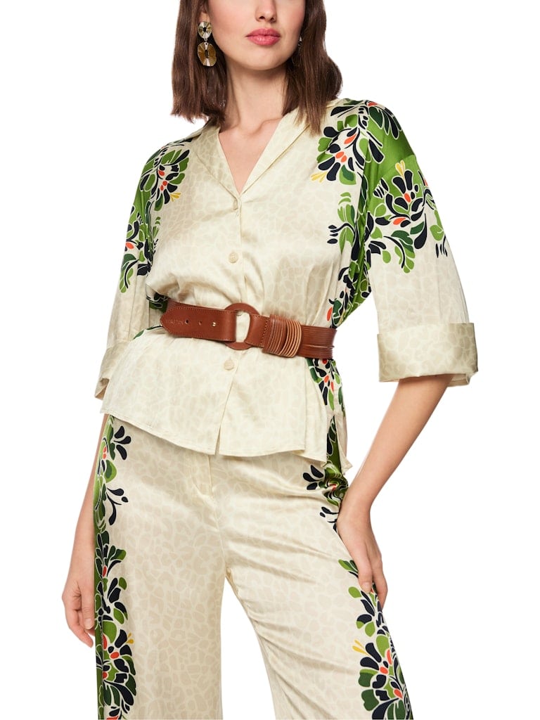 Bluse mit Leo-Hibiskus-Print
