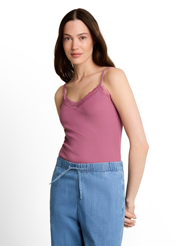 Slim Fit Top mit Spitze
