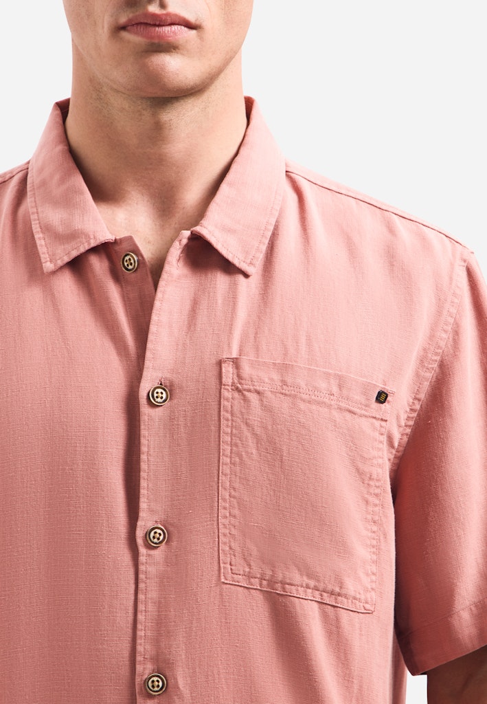 Shirt Short Sleeve With Linen, Garment Dyed