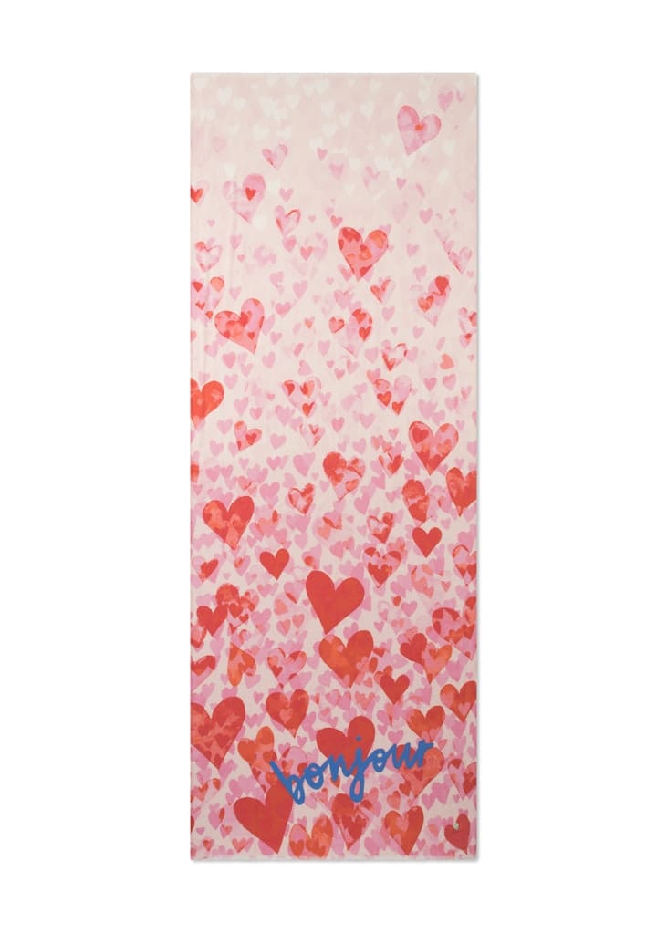 Schal aus feiner Modal-Baumwoll-Mischung mit gedrucktem Herzmuster