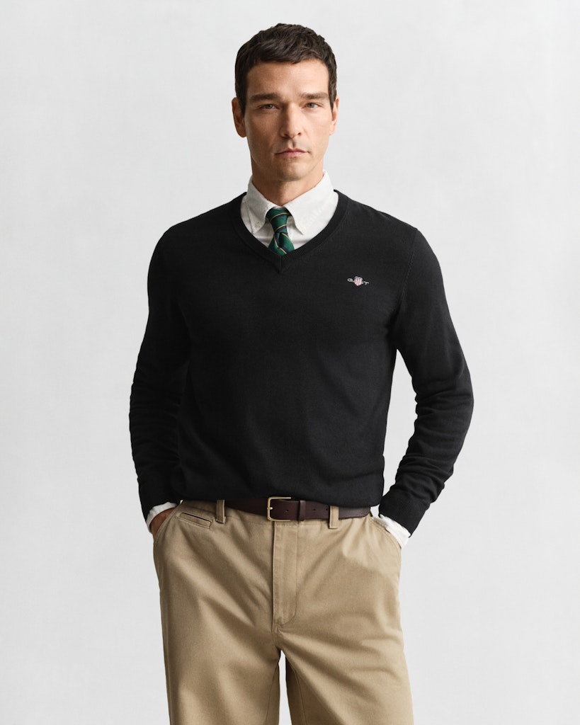 Klassischer V-Neck Pullover aus Baumwolle