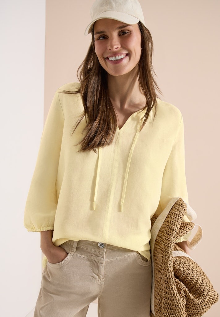 Tunika mit Split Neck aus Leinenmix