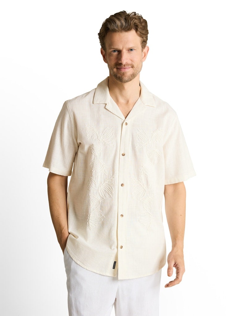 Regular Fit Kurzarmhemd mit Stickerei