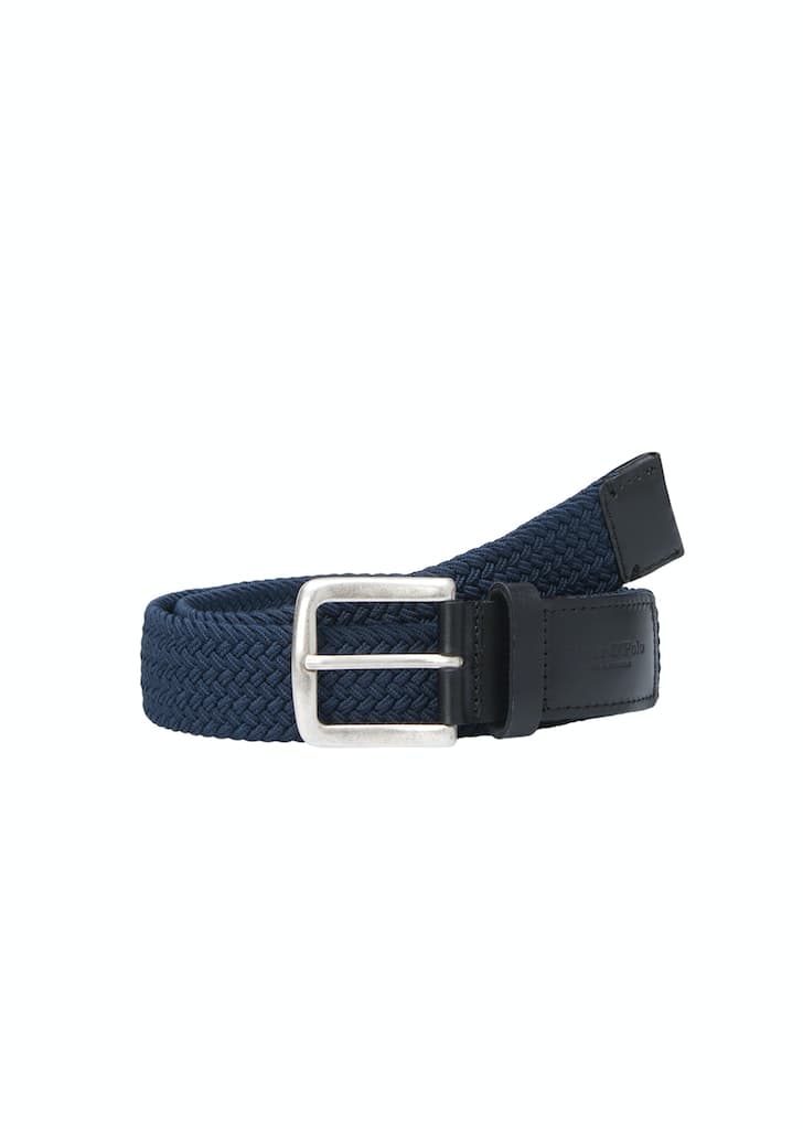 Belt, braided stretch, with leather details, width 3,5 cm
