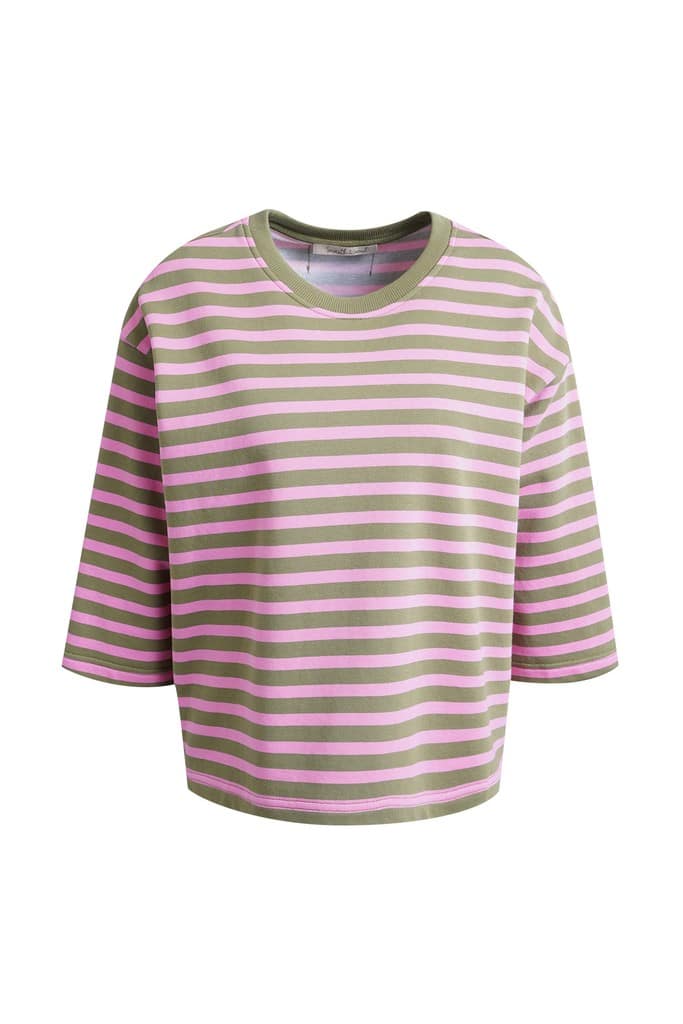Relaxed Sweat Threequarter Sleeves Striped