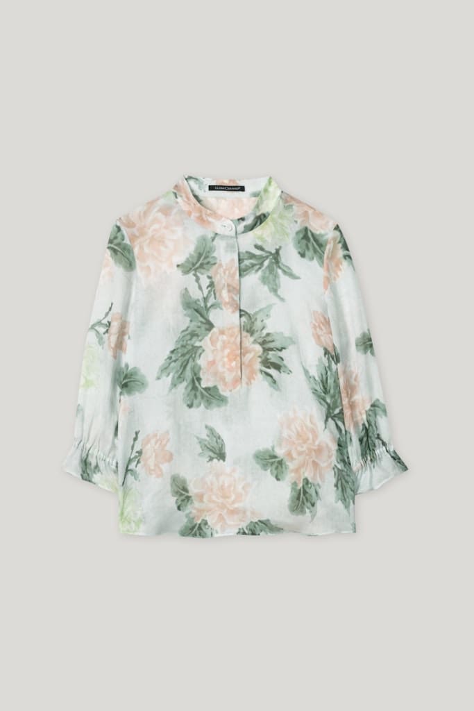 Ramie-Bluse mit Flower-Print