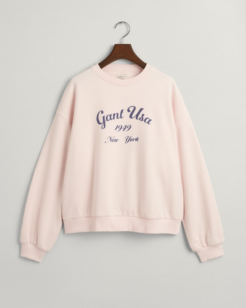 Teen Girls Oversized Script Graphic Sweatshirt