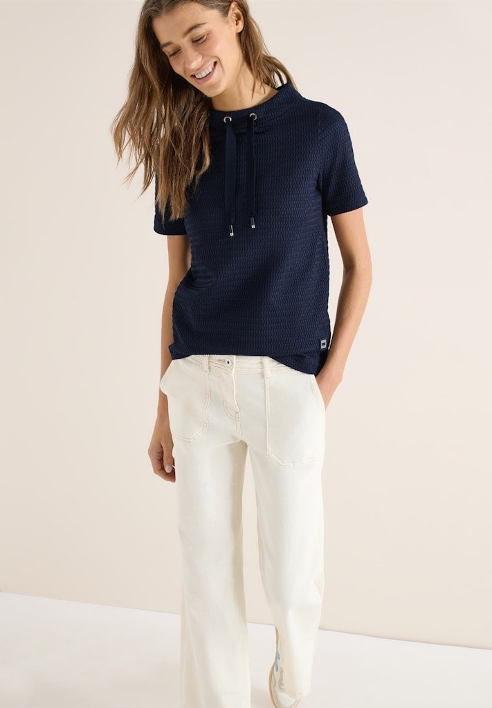 Shirt mit Funnel Neck im Two-Tone-Look