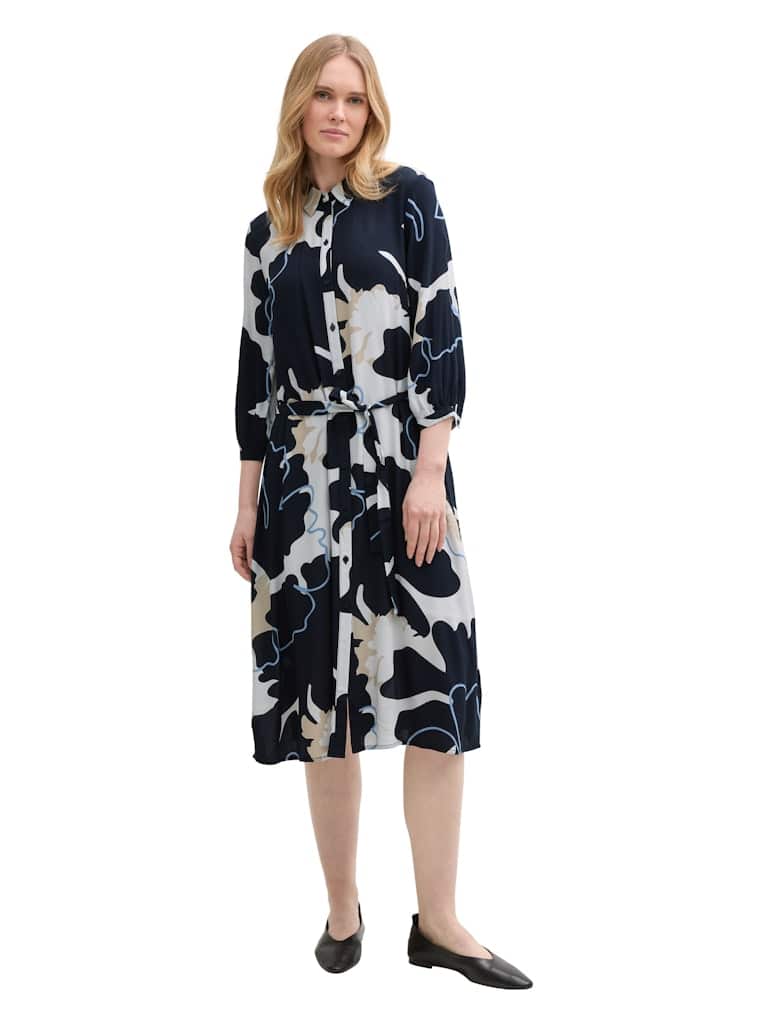 Midi-Blusenkleid mit Gürtel