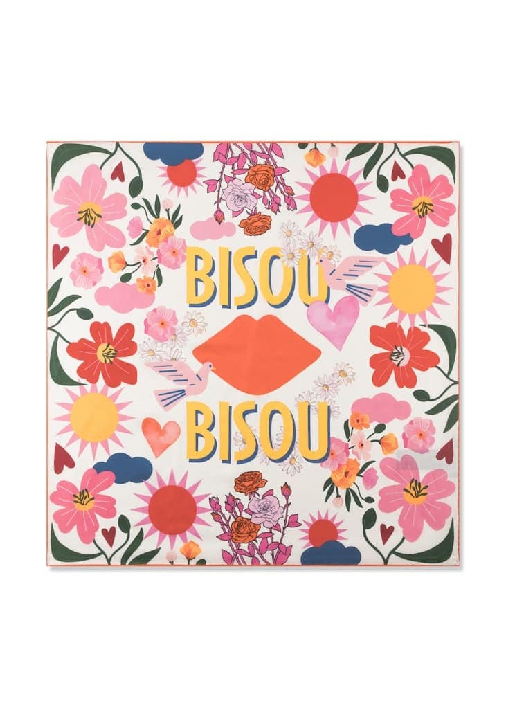 Premium Nickituch aus reiner Seide mit Blumenmuster und BISOU-Schriftzug