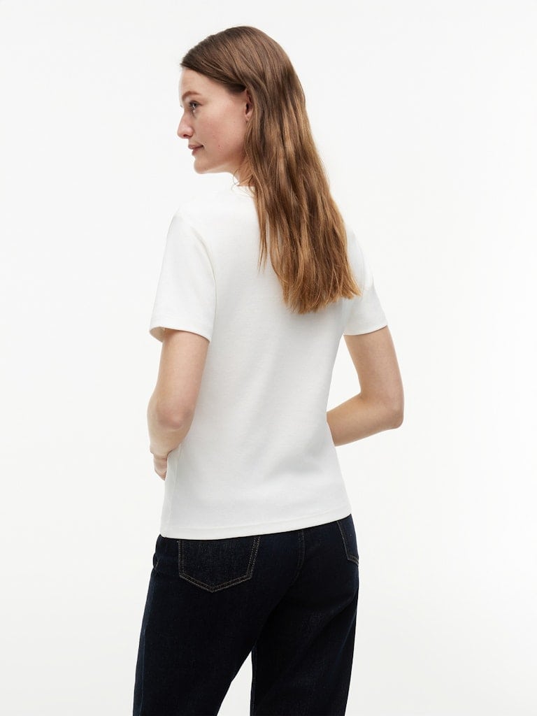 Flag Embroidery V-Neck Slim T-Shirt