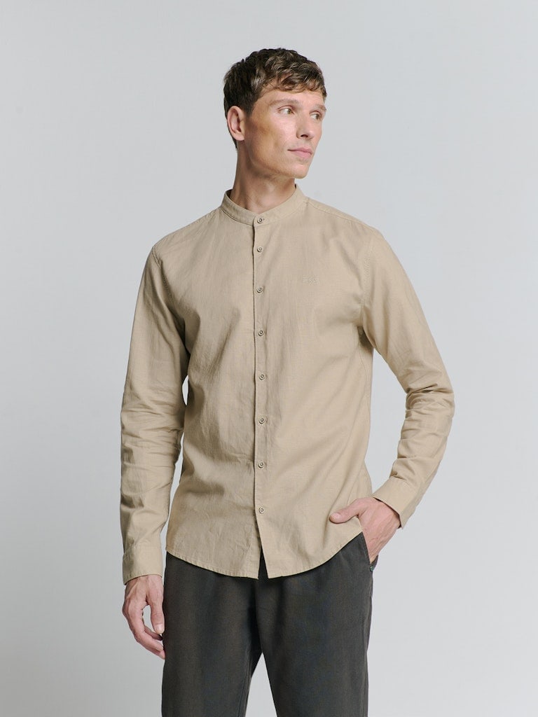 Shirt Granddad Solid With Linen