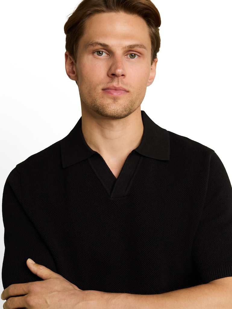 Piqué Strick-Poloshirt aus Baumwolle