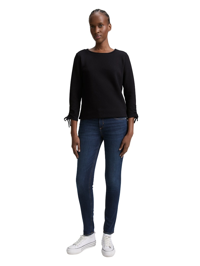 Slim Fit Sweatshirt mit Raffärmeln