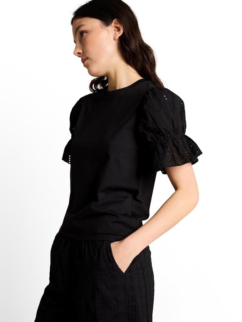 Loose Fit T-Shirt mit Lochstickereien