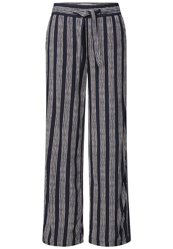 Mid Waist Wide Leg Hose mit Streifen