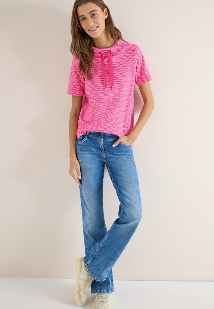 Shirt mit Funnel Neck im Two-Tone-Look