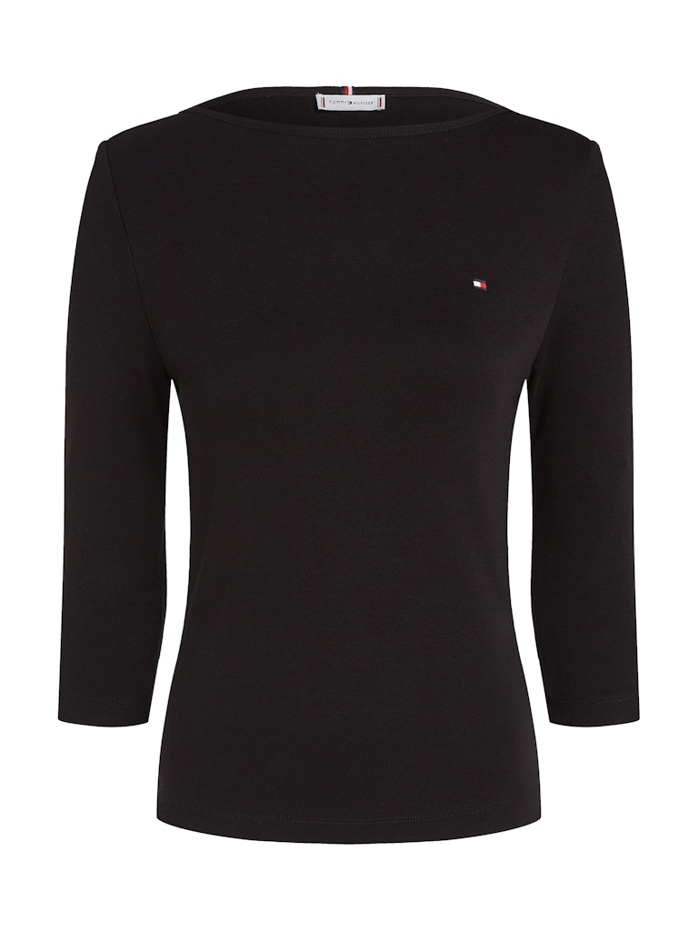 Slim Three-Quarter Sleeve Boat Neck T-Shirt