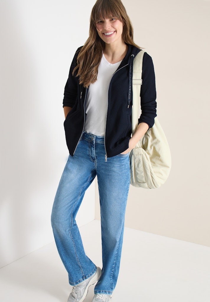 Langarm Jacke mit Kapuze und Taschen