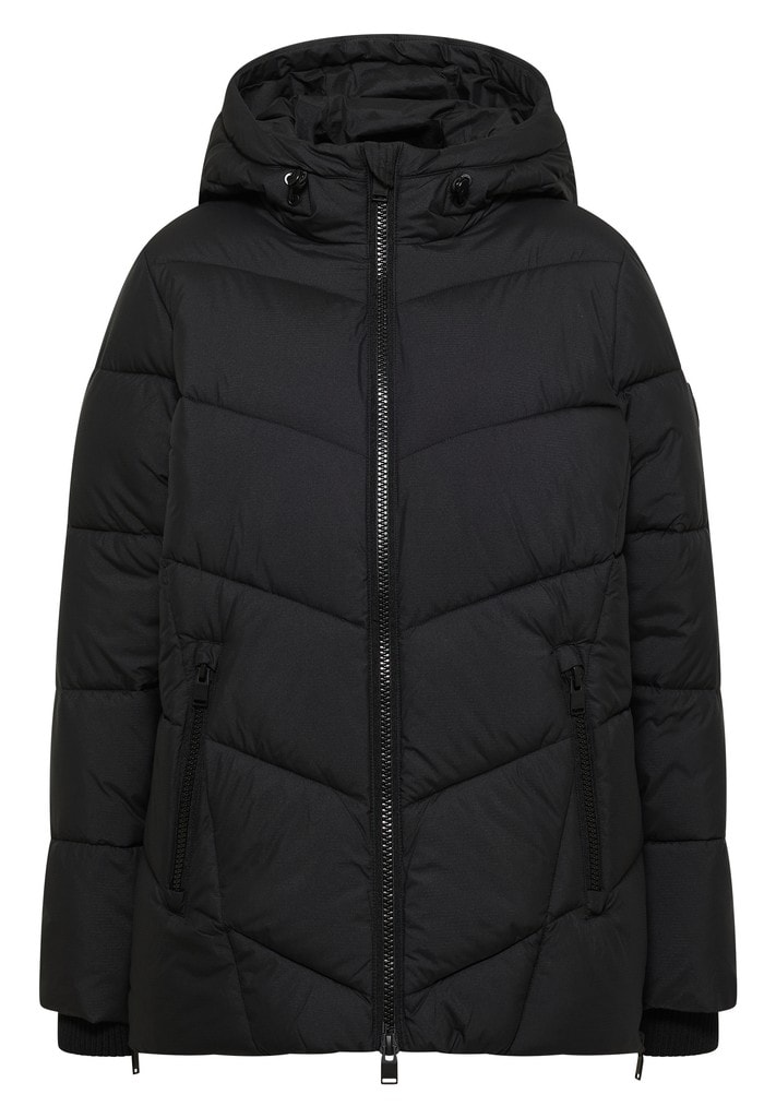 Puffer-Jacke in Midi-Länge mit Kapuze