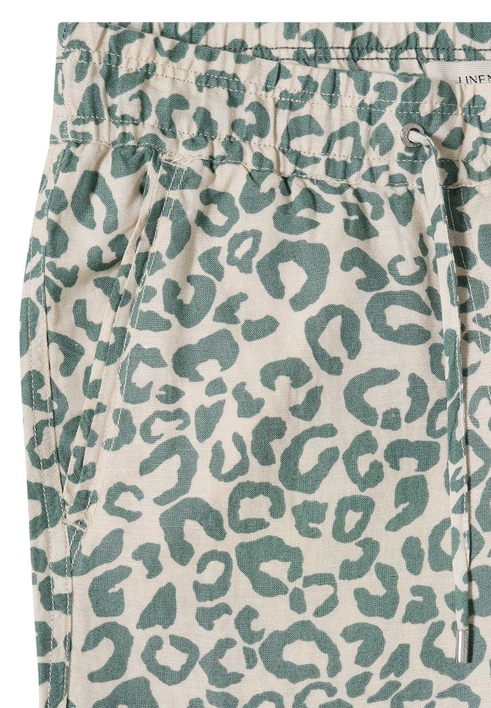 Wide Leg Hose aus Leinenmix im Leoprint