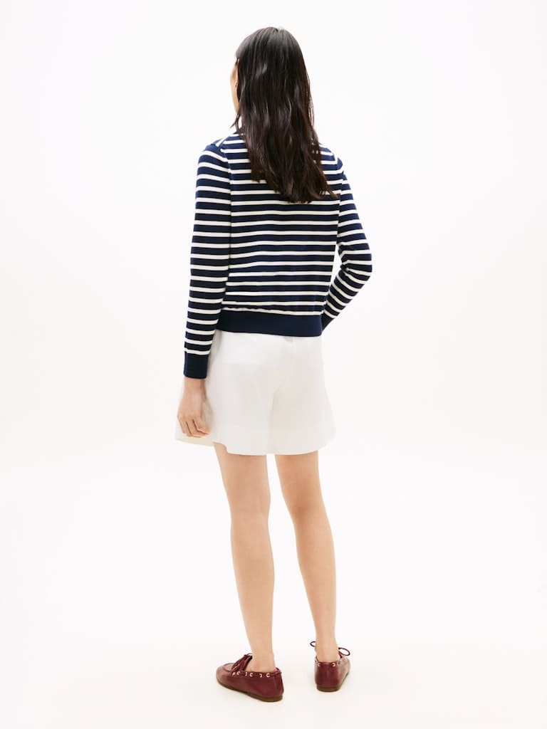 Gold-Tone Button Jersey Cardigan