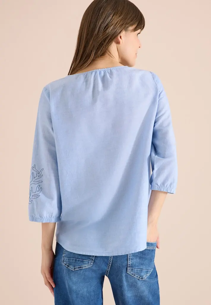 3/4-Arm Bluse mit Stickerei