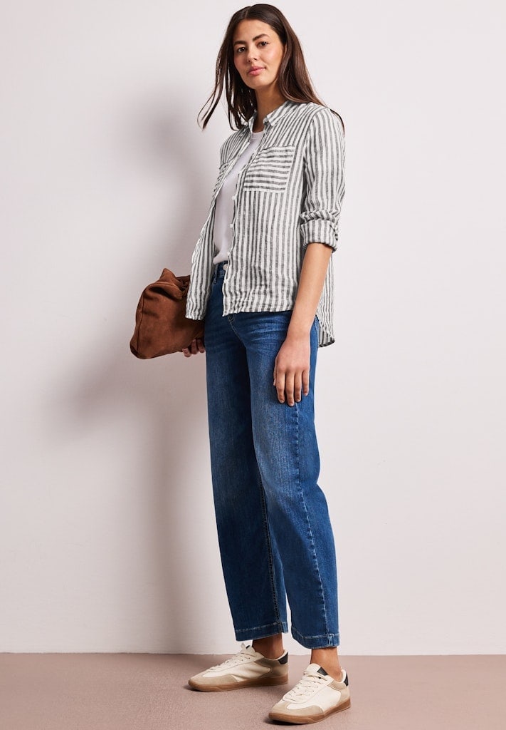 Langarm Hemdbluse aus Leinen