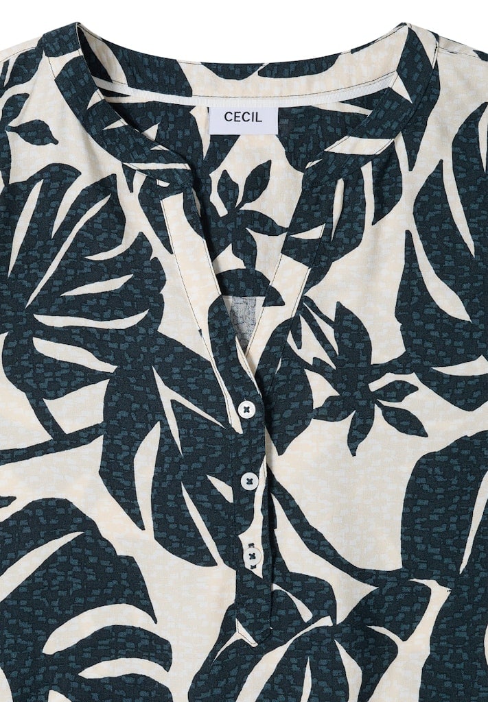 Kurzarm Bluse mit Split Neck