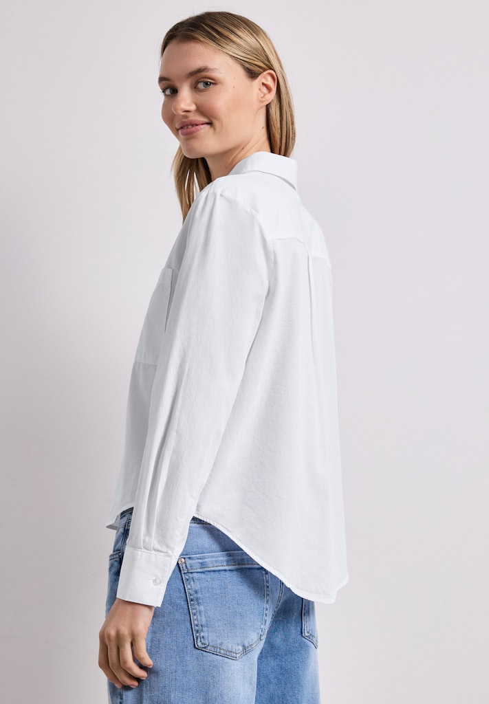 Langarm Bluse mit Hemdkragen aus Twill
