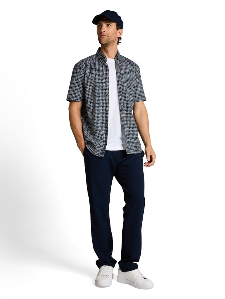 Regular Fit Kurzarmhemd mit Leinenanteil