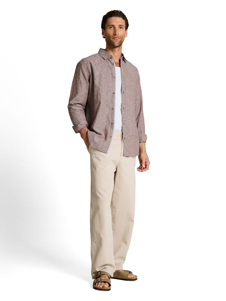 Regular Fit Hemd mit Leinenanteil