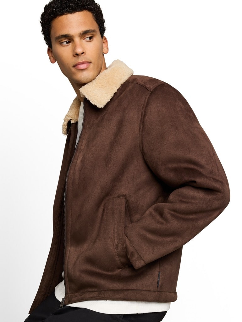 Relaxed Fit Jacke in Wildleder-Optik