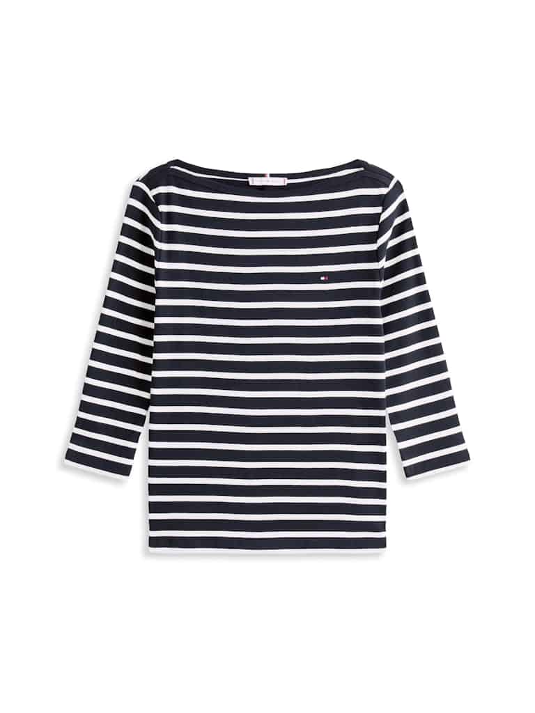 Slim Three-Quarter Sleeve Boat Neck T-Shirt