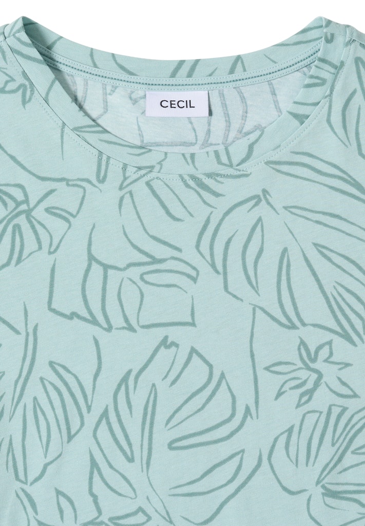 T-Shirt mit Rundhals und Blätterprint