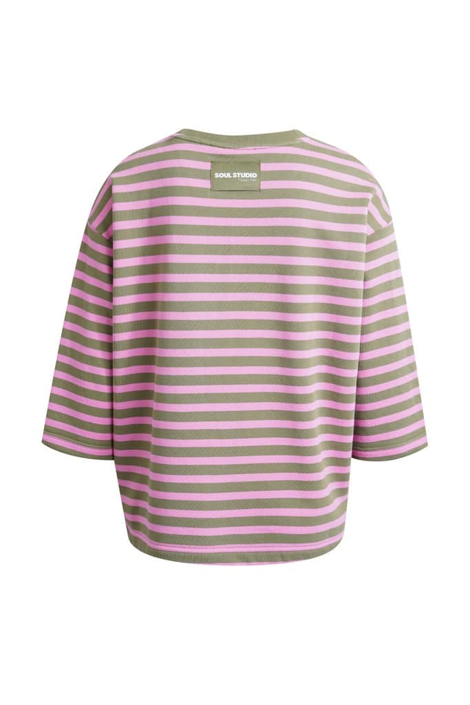Relaxed Sweat Threequarter Sleeves Striped
