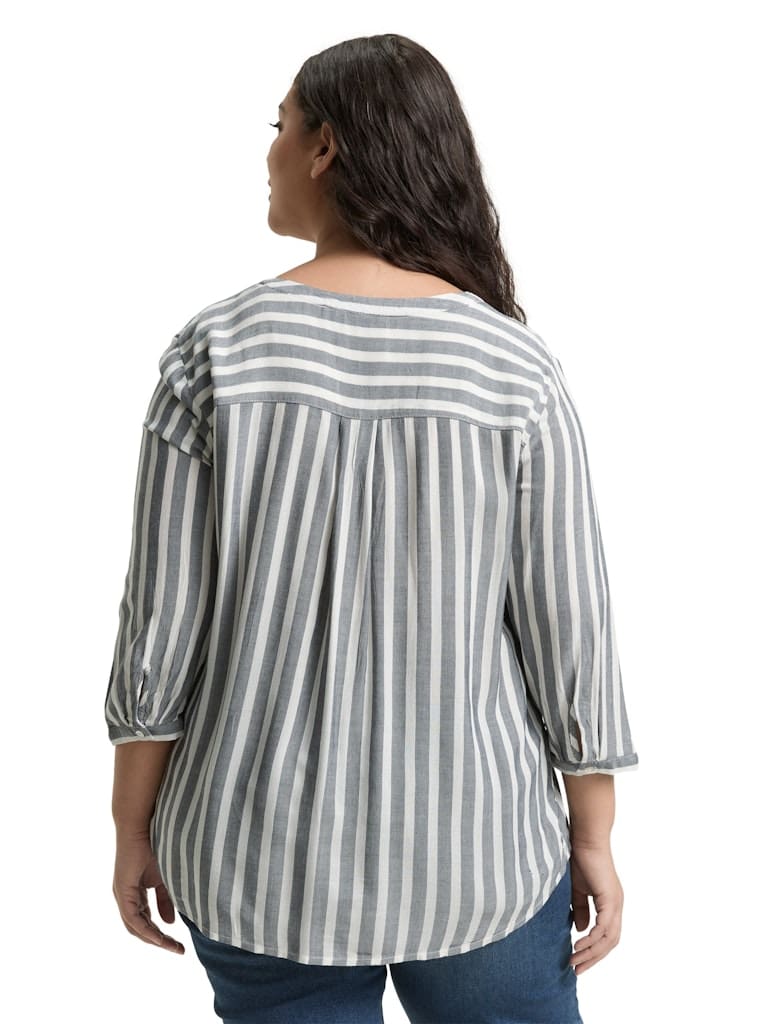 Plus Size - Henleybluse mit Streifenmuster