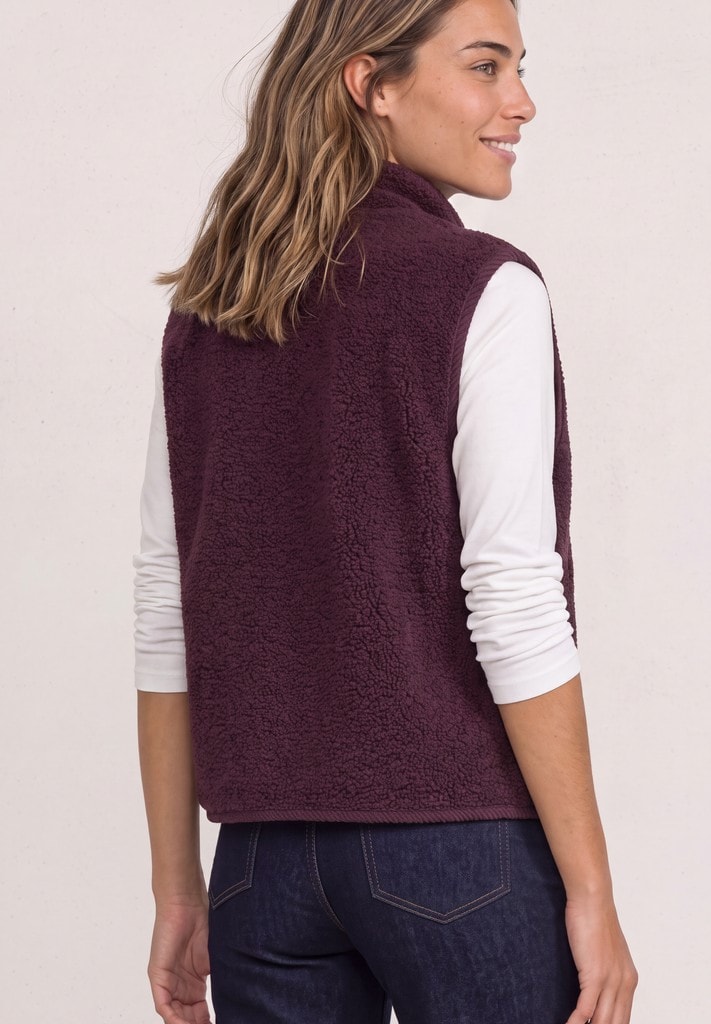 Teddy-Weste mit Zipper und Corddetails