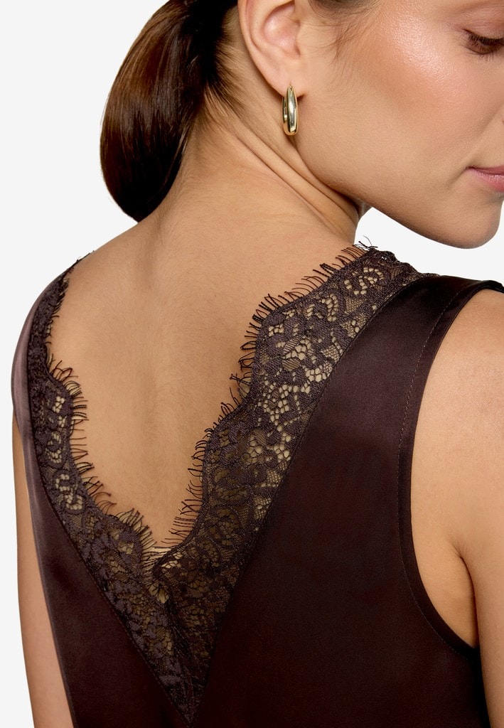 Satin-Top mit Spitze