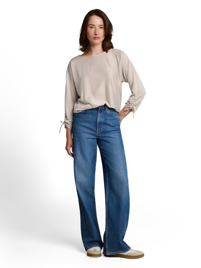 Loose Fit Langarmshirt mit Raffärmeln