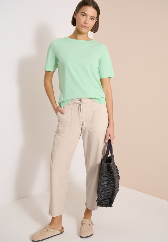 Mid Waist Barrel Leg Hose im Casual Fit