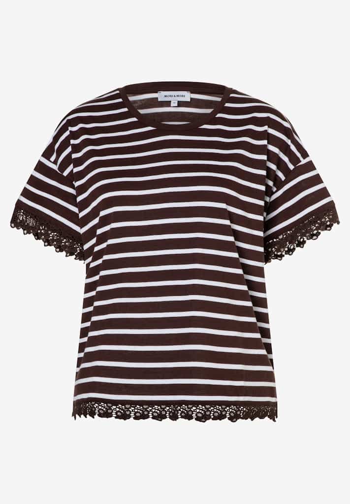 Streifenshirt mit Spitzenkante