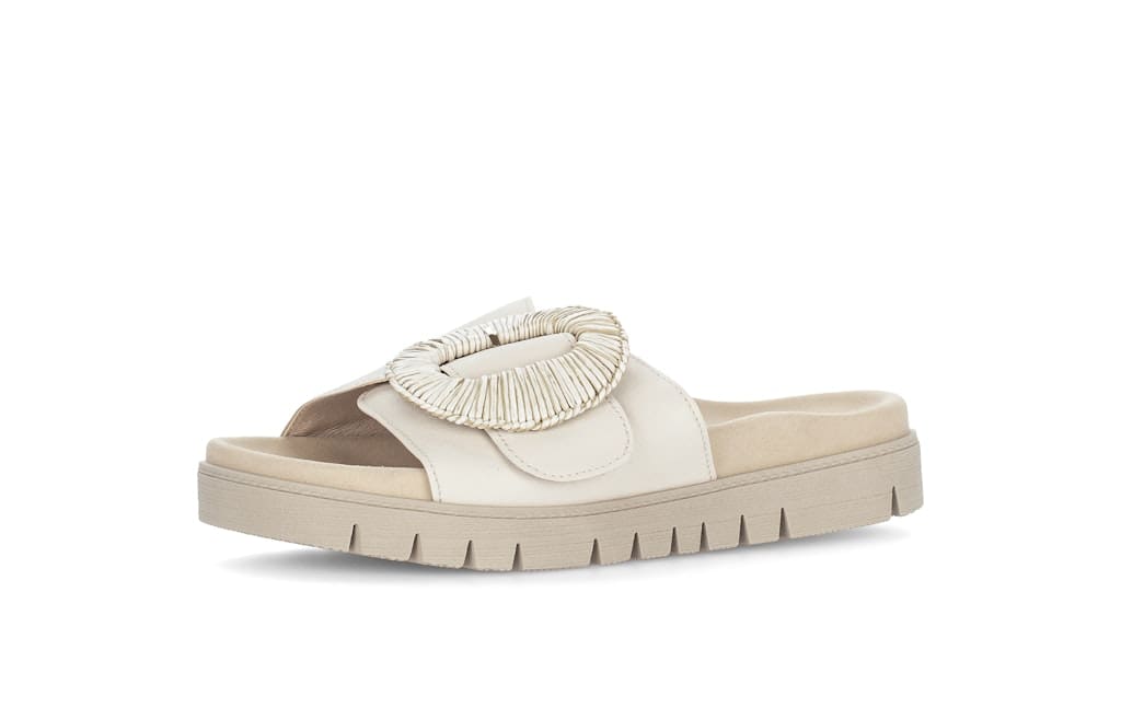 Pantoletten Glattleder beige