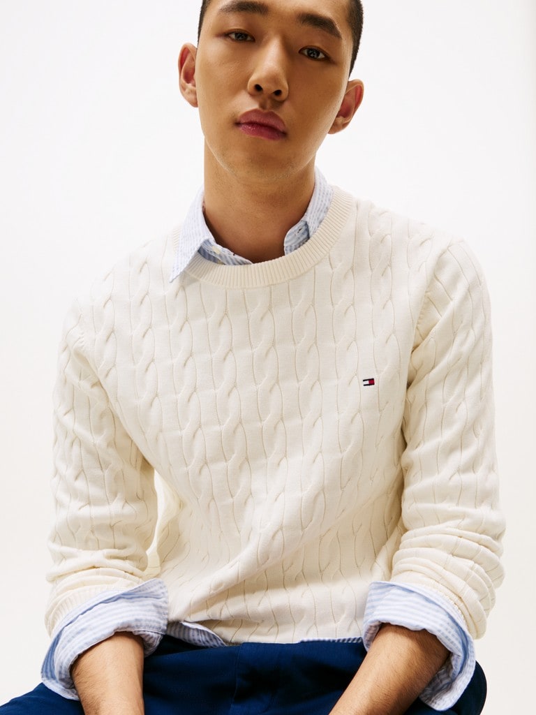 CLASSIC COTTON CABLE CREW NECK