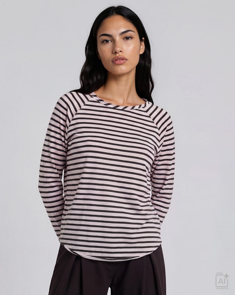 Regular Basic Sweatshirt Raglan Striped