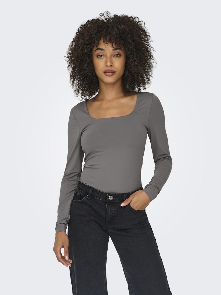 ONLEA L/S 2-WAY DEEP NECK TOP JRS NOOS
