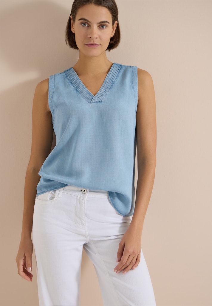 Blusentop im Denim-Look mit V-Neck