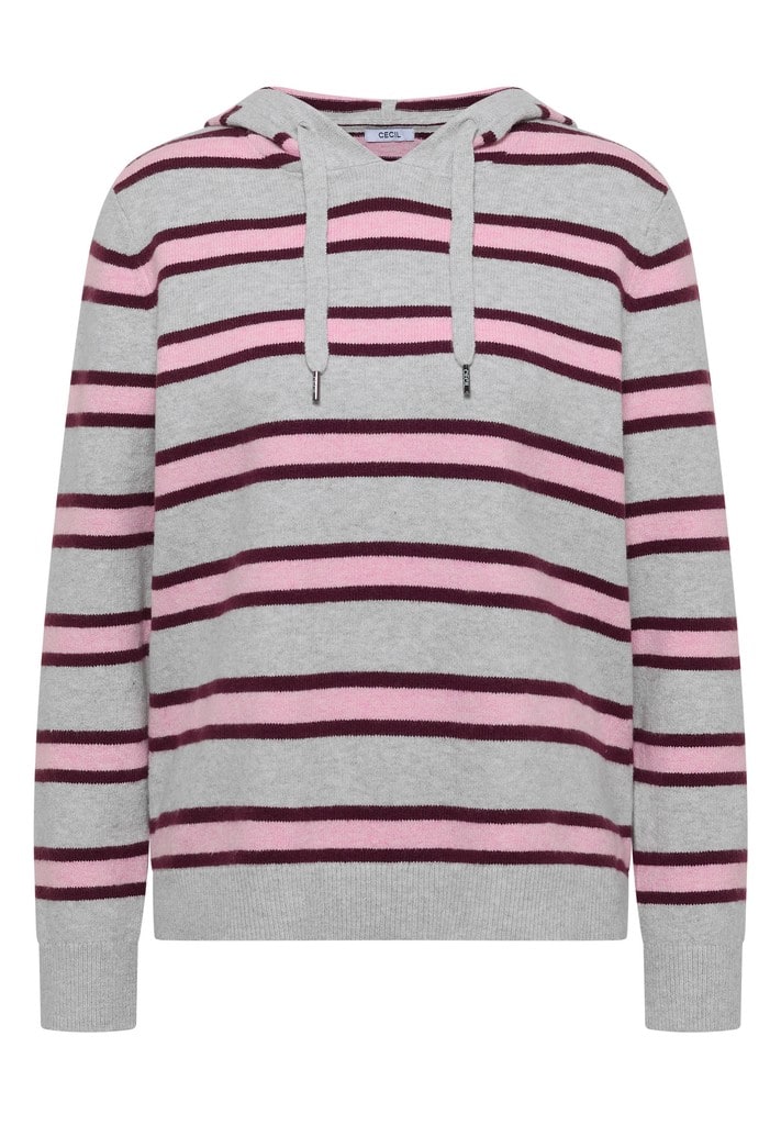 Langarm Pullover mit Kapuze und Streifen