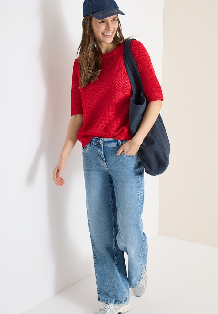 Kurzarm Pullover mit Struktur